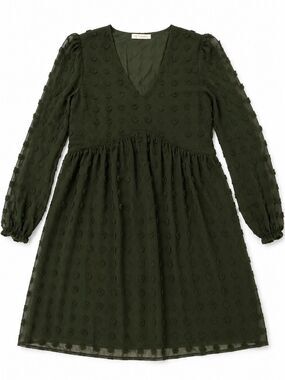 Kirundo Swiss Dot Babydoll Dress | Dark Green